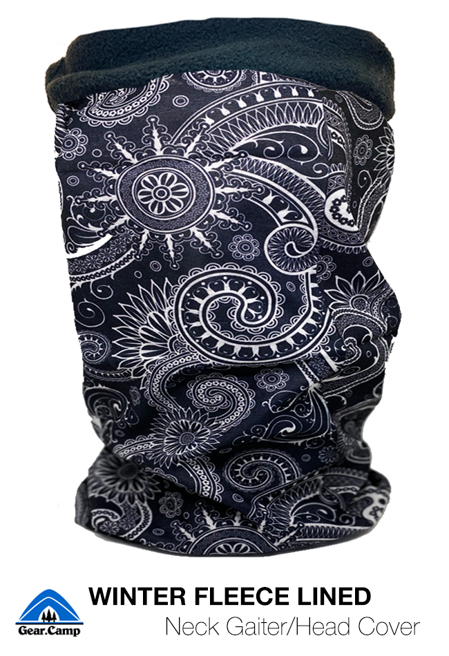 Fleece-Lined Black Paisley | Head/Neck Cover