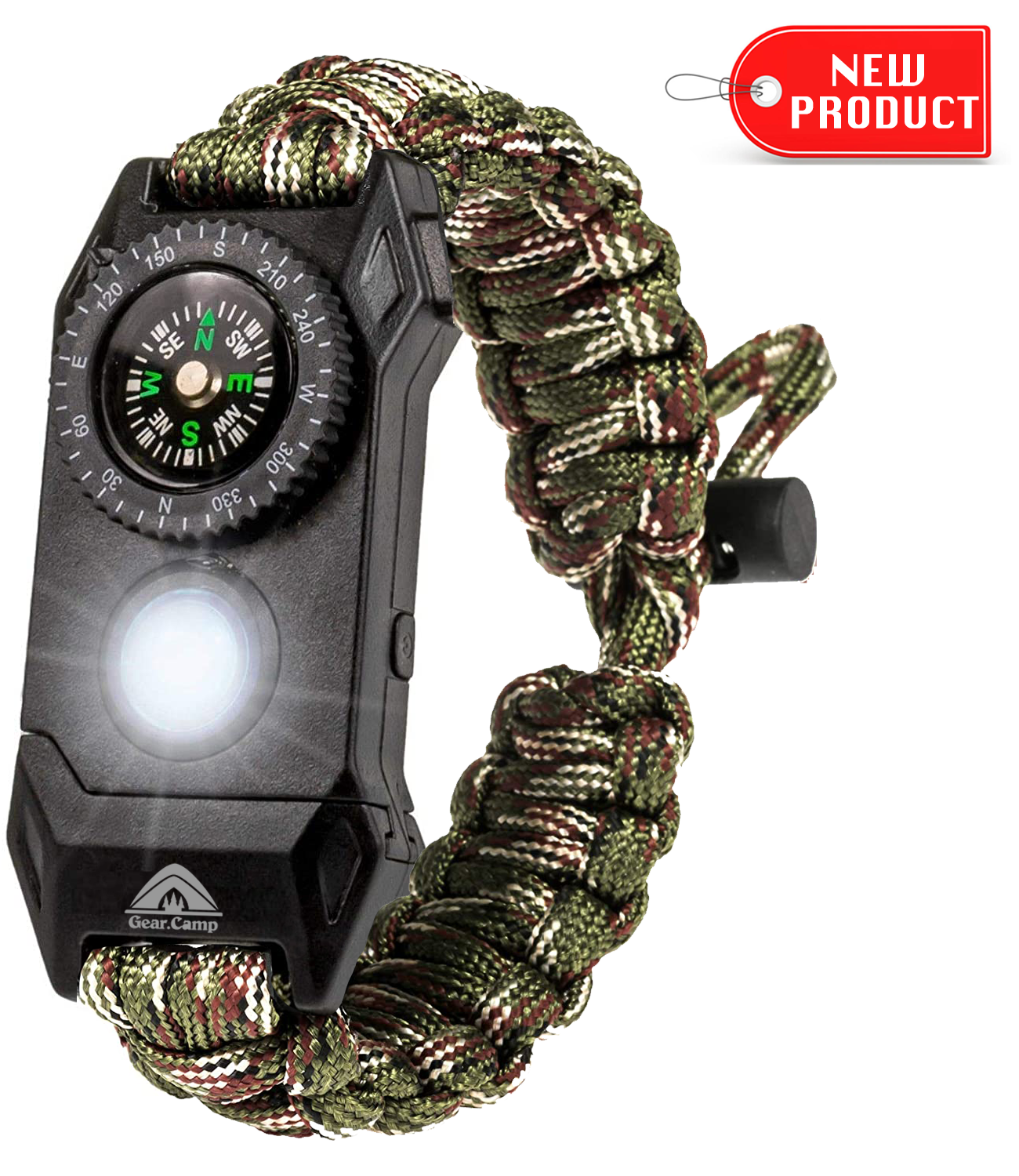 The Outdoorsman - Flashlight Survival Bracelet (Green Camo) with